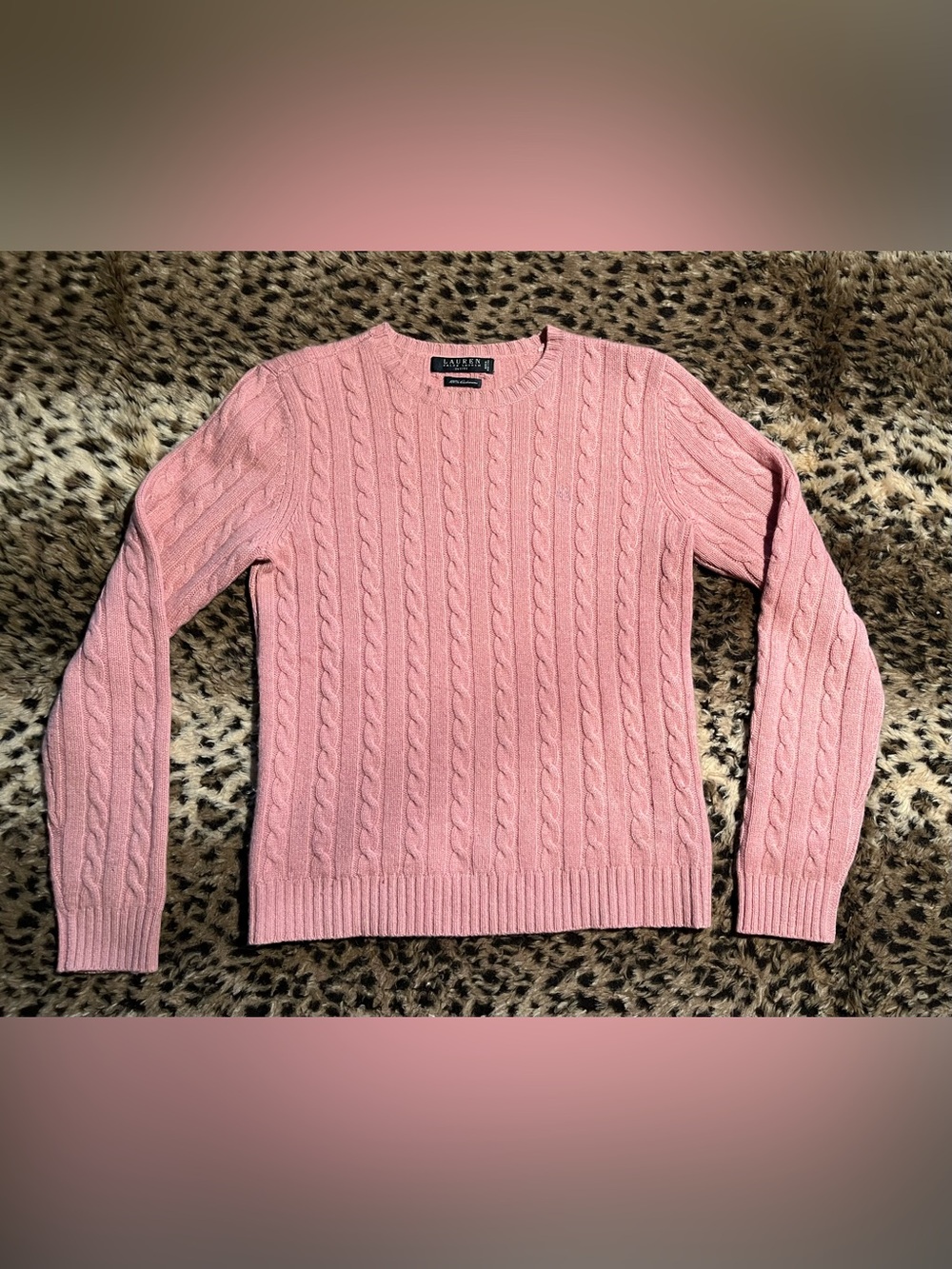 Lauren Ralph Lauren Soft Pink Cable-Knit Cashmere Sweater